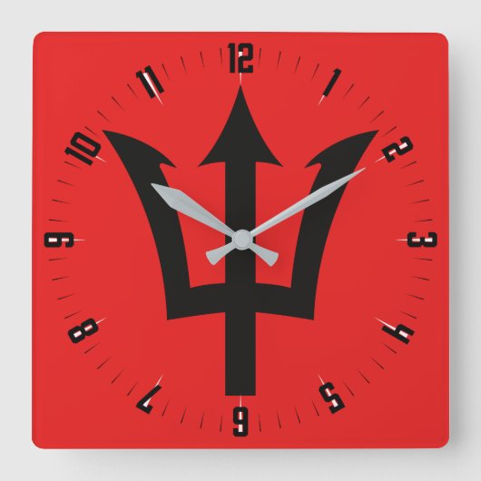 Barbados Trident Square Wall Clock Quadratische Wanduhr (Vorderseite)