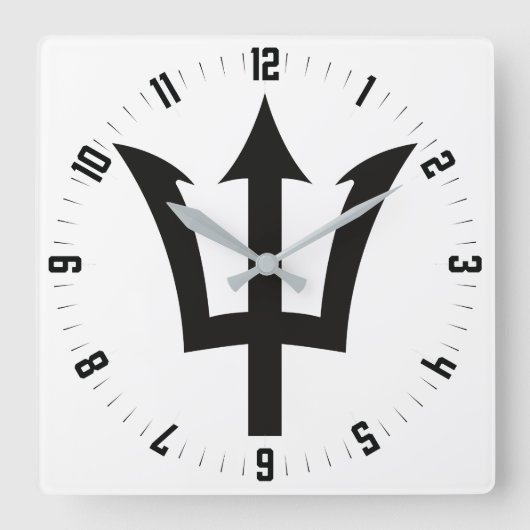 Barbados Trident Square Wall Clock Quadratische Wanduhr (Vorderseite)