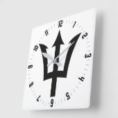 Barbados Trident Square Wall Clock Quadratische Wanduhr (Winkel)
