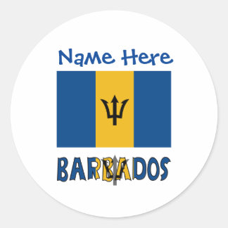 Barbados und Barbadian Flag Blue Personalization Runder Aufkleber