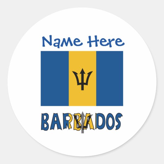 Barbados und Barbadian Flag Blue Personalization Runder Aufkleber (Vorderseite)