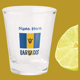 Barbados und Barbadian Flag Blue Personalization Schnapsglas