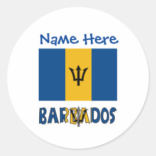 Barbados und Barbadian Flagge Blau Personalisierun Runder Aufkleber