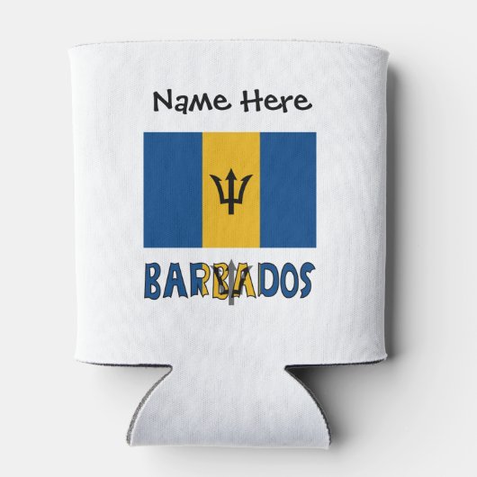 Barbados und Barbadische Flagge mit Ihrem Namen Dosenkühler (Rückseite)