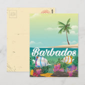 Barbados Unterwasser-Reiseplakat Postkarte (Vorne/Hinten)
