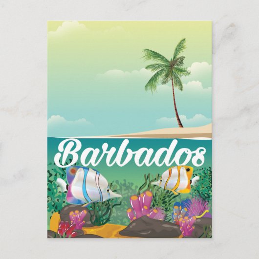 Barbados Unterwasser-Reiseplakat Postkarte (Vorderseite)