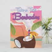 Barbados Vacation Cartoon Reiseplakat Einladung (Stehend Vorderseite)