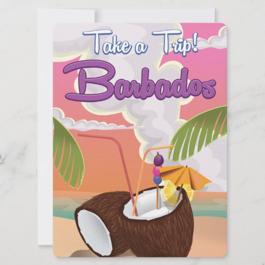 Barbados Vacation Cartoon Reiseplakat Einladung (Vorderseite)