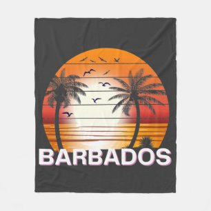 Barbados Vintag Palm Trees Summer Beach Fleecedecke