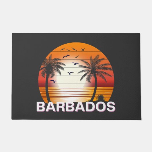 Barbados Vintag Palm Trees Summer Beach Fußmatte (Vorderseite)