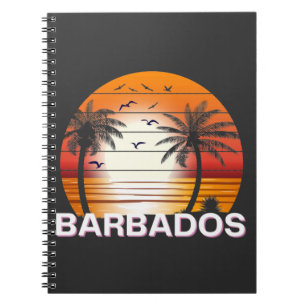 Barbados Vintag Palm Trees Summer Beach Notizblock