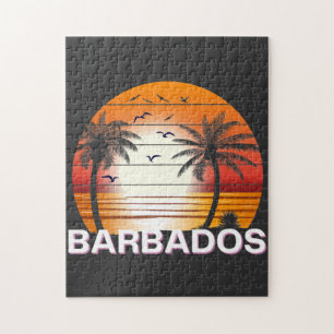 Barbados Vintag Palm Trees Summer Beach Puzzle