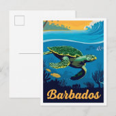 Barbados Vintage-Reise Postkarte (Vorne/Hinten)