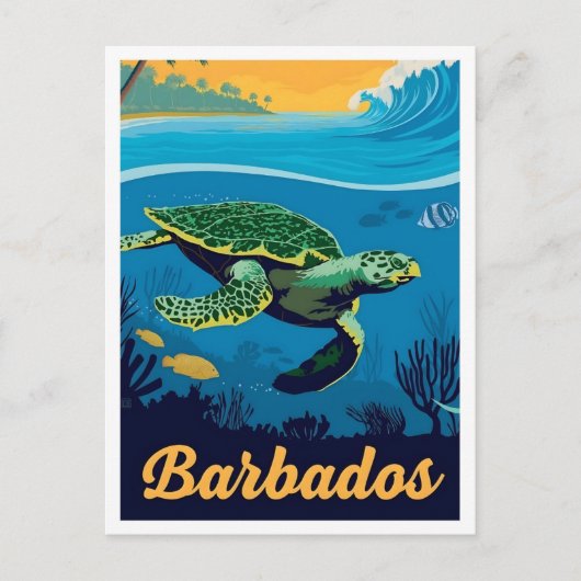 Barbados Vintage-Reise Postkarte (Vorderseite)