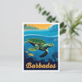 Barbados Vintage-Reise Postkarte (Stehend Vorderseite)