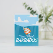 Barbados Vintage Reiseplakat Postkarte (Stehend Vorderseite)