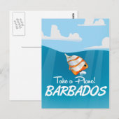 Barbados Vintage Reiseplakat Postkarte (Vorne/Hinten)