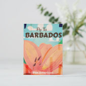 Barbados Vintage Reiseplakat Postkarte (Stehend Vorderseite)