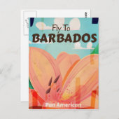 Barbados Vintage Reiseplakat Postkarte (Vorne/Hinten)