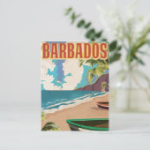 Barbados Vintage Reiseplakat Postkarte (Stehend Vorderseite)