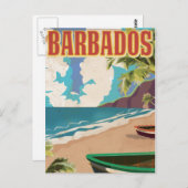 Barbados Vintage Reiseplakat Postkarte (Vorne/Hinten)