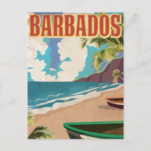 Barbados Vintage Reiseplakat Postkarte (Vorderseite)