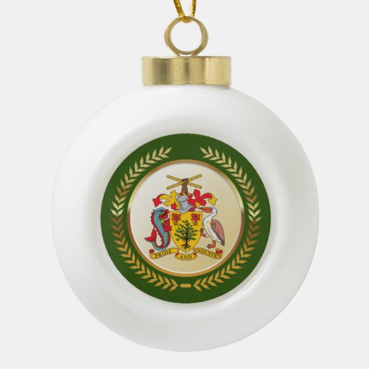Barbados-Wappen Keramik Kugel-Ornament (Vorderseite)