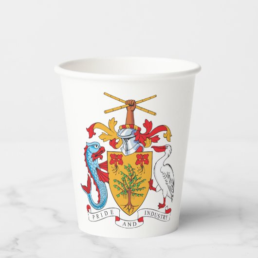 Barbados-Wappen Pappbecher (Vorderseite)
