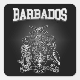 Barbados-Wappen Quadratischer Aufkleber