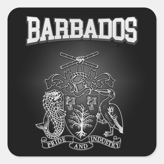 Barbados-Wappen Quadratischer Aufkleber (Vorderseite)