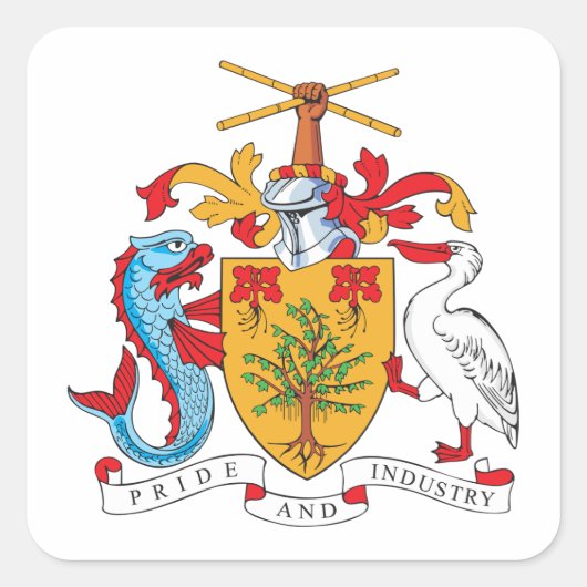 Barbados-Wappen Quadratischer Aufkleber (Vorderseite)