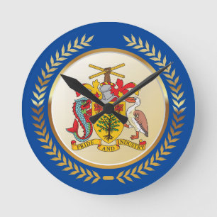 Barbados-Wappen Runde Wanduhr