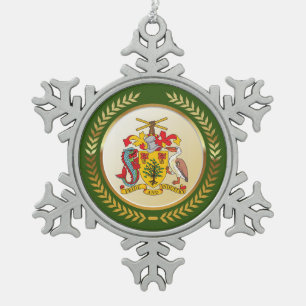 Barbados-Wappen Schneeflocken Zinn-Ornament