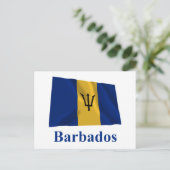Barbados Waving Flag mit Namen Postkarte (Stehend Vorderseite)