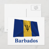 Barbados Waving Flag mit Namen Postkarte (Vorne/Hinten)