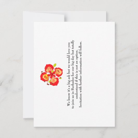 Barbados Wedding Destination Save the Date (Rückseite)