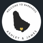 Barbados Wedding Welcome Stickers, Gefallen Runder Aufkleber<br><div class="desc">Verwenden Sie diesen Aufkleber,  um die Begrüßungstaschen oder die Leckereien für Ihre Gäste aus der Stadt zu kennzeichnen und sie in Barbados willkommen zu heißen!</div>