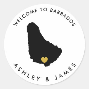Barbados Wedding Welcome Stickers, Gefallen Runder Aufkleber