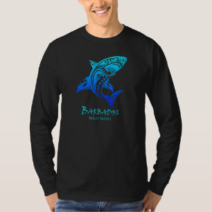 Barbados West Indies Vintag Retro Tribal Shark Va T-Shirt