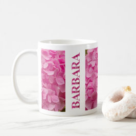 "Barbara" Elegant Pink Hydrangea Blumenschrift Kaffeetasse