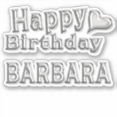 Barbara Happy Birthday silver Aufkleber Sticker (Vorderseite)
