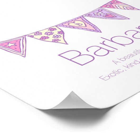 Barbara-Name bedeutet lila rosa Flaggenbündel Poster (Ecke)