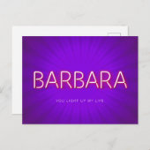 Barbara Name in glühender Neonlichtkarte Postkarte (Vorne/Hinten)
