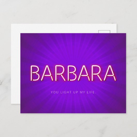 Barbara Name in glühender Neonlichtkarte Postkarte (Vorne/Hinten)