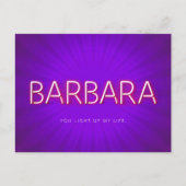 Barbara Name in glühender Neonlichtkarte Postkarte (Vorderseite)
