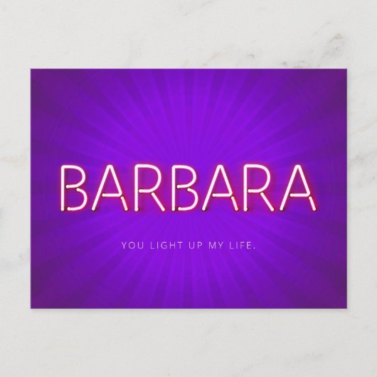 Barbara Name in glühender Neonlichtkarte Postkarte (Vorderseite)