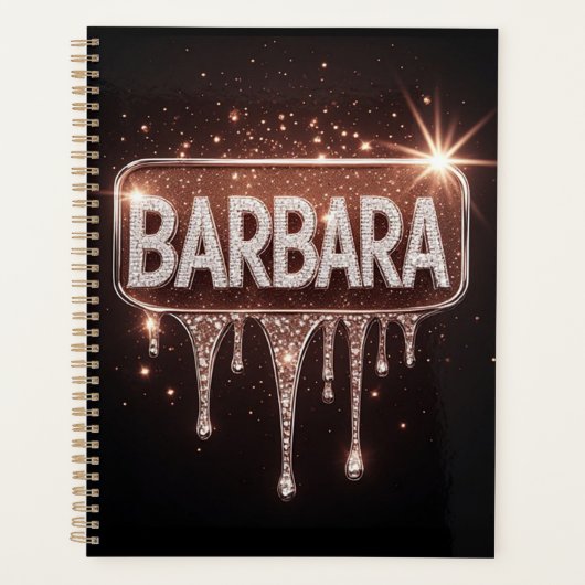Barbara Name Rose Gold Diamant Triefender Glitter Planer (Vorderseite)