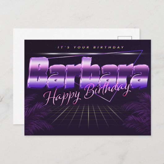 Barbara Name Vorname lila Postkarte Geburtstag (Vorne/Hinten)