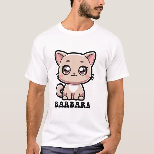 Barbara Süße Kitty Katze Design T-Shirt (Vorderseite)