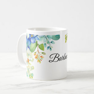 Barbara Text mit Frühlingsblumen verziert Kaffeetasse